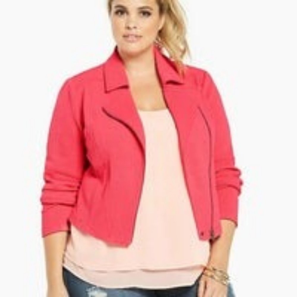 Torrid Textured Knit Moto Pink Jacket